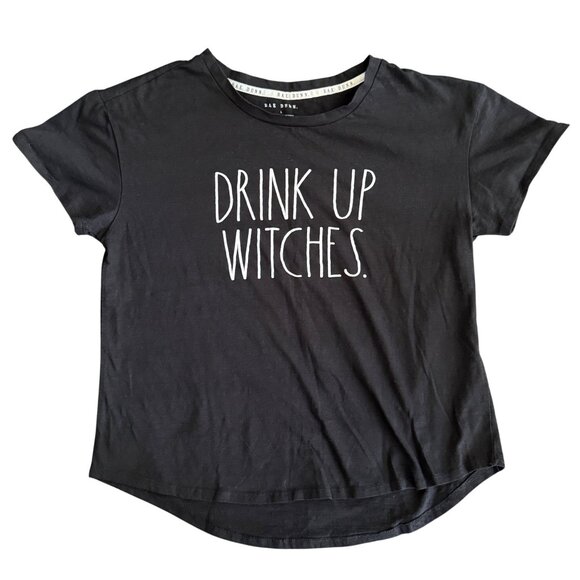 Rae Dunn Drink Up Witches Black Graphic Tee L - Picture 1 of 3